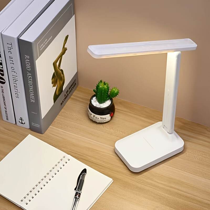 LED Foldable Desk Lamp, 3-Level Dimmable Touch Control, Eye-Care Reading Light for Bedroom, Office, Dorm, Studio, Multi-Scene Indoor Use, Rechargeable 800mAh Lithium Battery, No Wires, Christmas and New Year Gift, 1-Pack