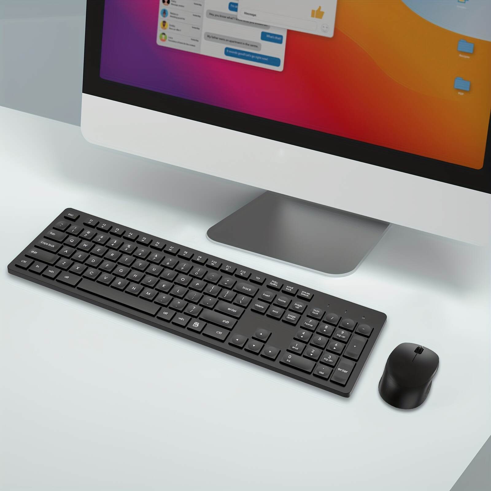 Wireless Keyboard And Mouse Set Business Office Typing Home Splash Resistant Light Sound Thin And Light Portable Durable Peripheral Keyboard And Mouse Laptop Desktop Universal [Cost-effective] Wireless Set