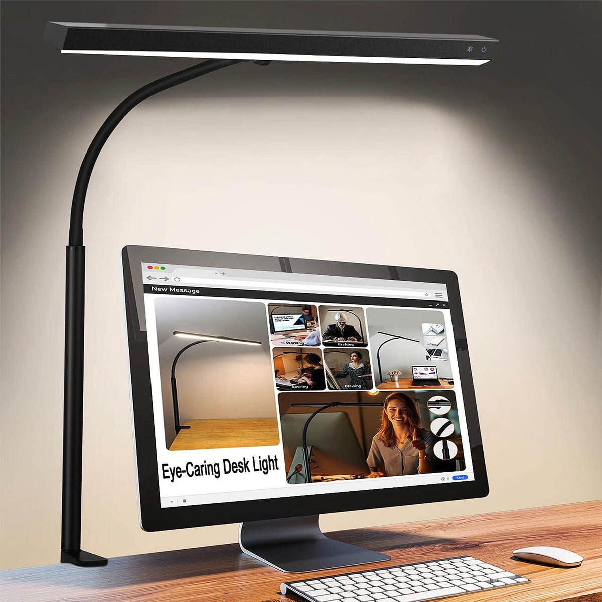 3 Color Modes, Stepless Dimming, Touch Control, USB Clamp Lamp for Reading, Working, Studying