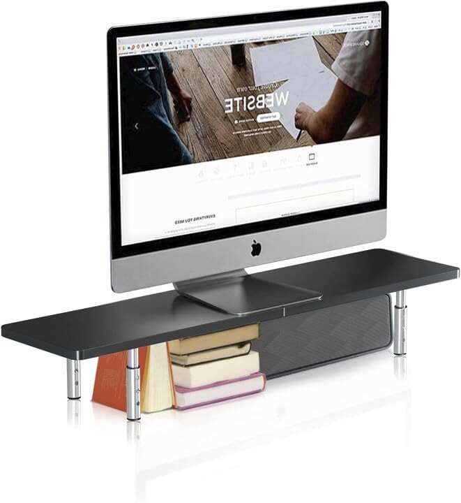 Computer Monitor Stand Riser,Monitor Riser for Laptop, Printer, Notebook and All Flat Screen TV Display with Vented Platform,3 Height Adjustable Laptop Riser,1 Pack,Black(MST003)