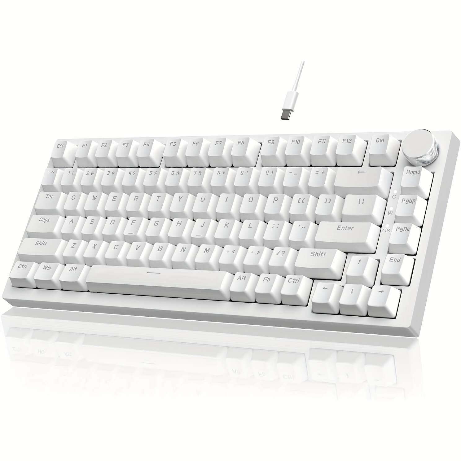 Wired Mechanical Gaming Keyboard | 75% Compact Design, Hot Swappable, PBT Keycaps, Ice Blue Backlit, Ergonomic Layout, Durable Metallic Finish | Efficient Typing for PC/Win/Mac