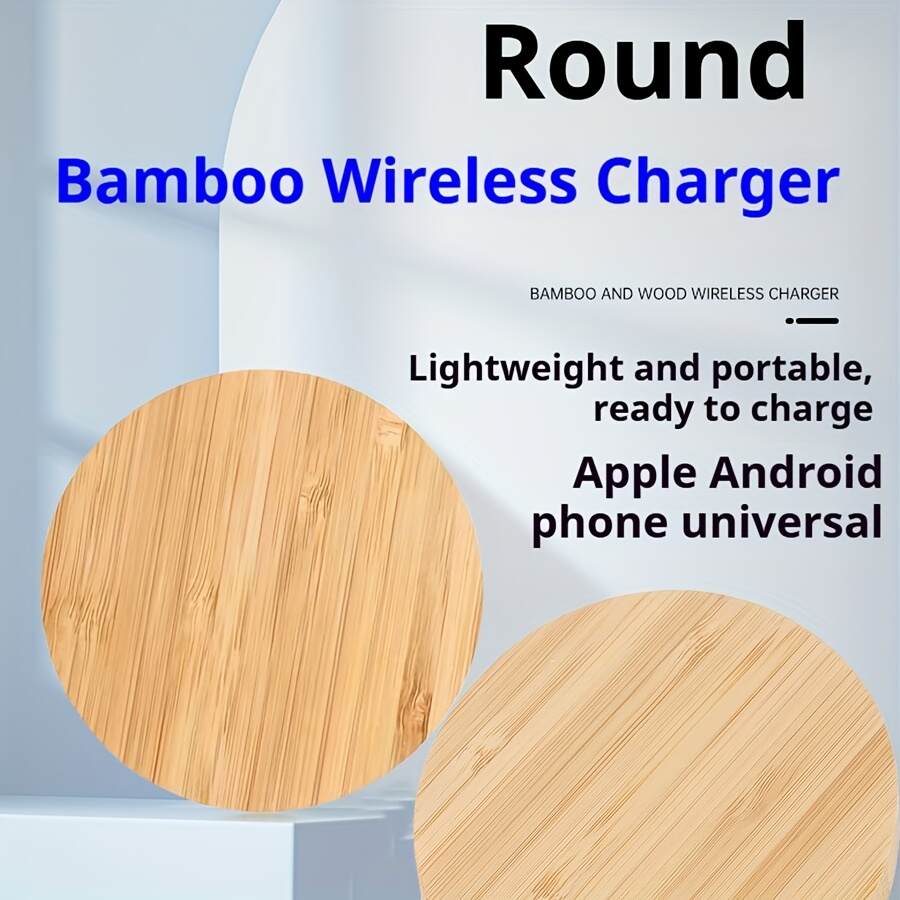 [Fast Wireless Charger] 15W Fast Charging Wireless Charger Bamboo Wood Cell Phone Charging Station | For Apple/Android All Cell Phones With Wireless Charging Function, Suitable For Family Members Lovers Friends