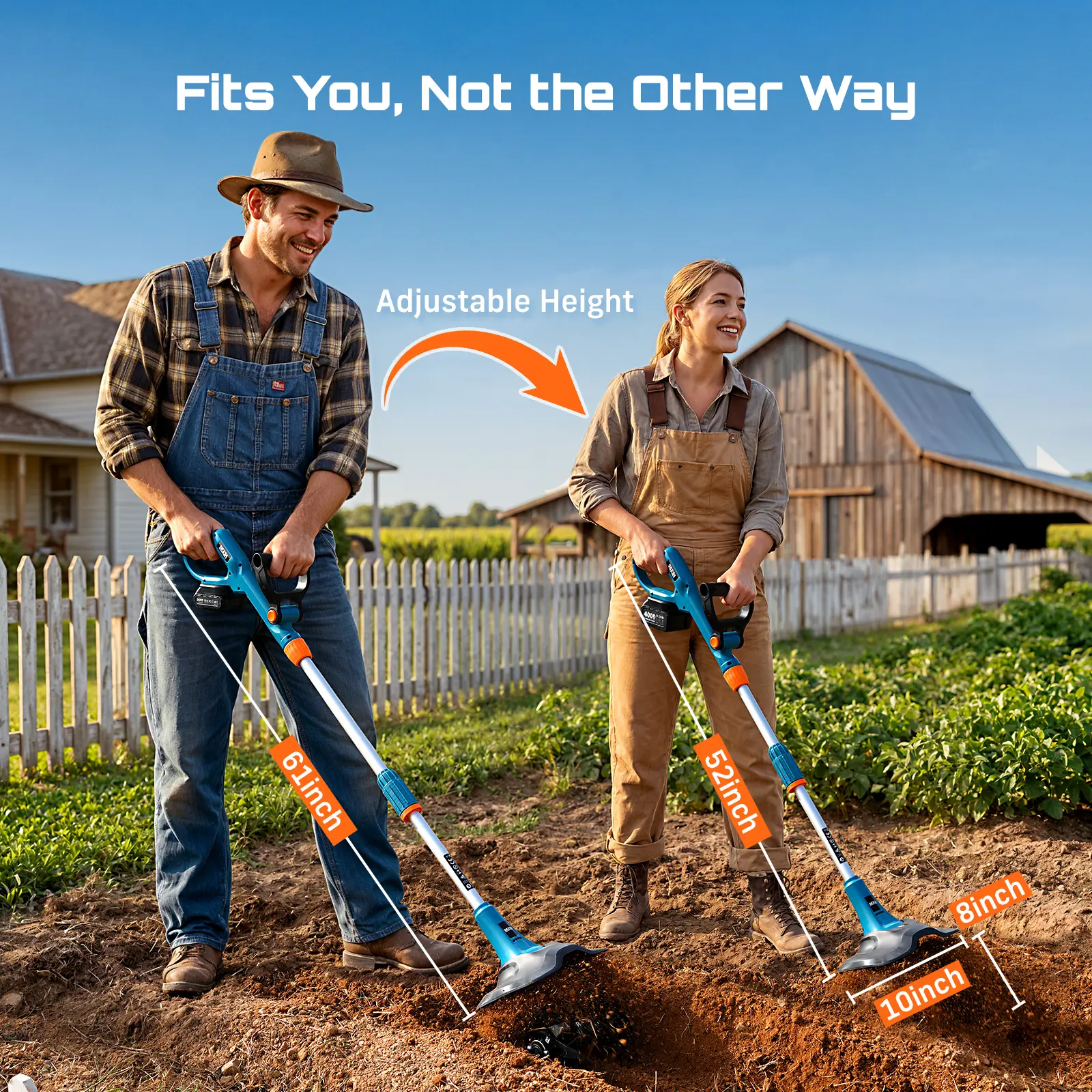 Electric Tiller for Gardening, 360 RPM Rototiller Cordless Cultivator, Total 8000mAh Battery Powered Garden Tiller 4 Pcs Blades for Smooth Tilling, Handheld Tiller for Raised Garden Beds Outdoorfun#SummerVibes