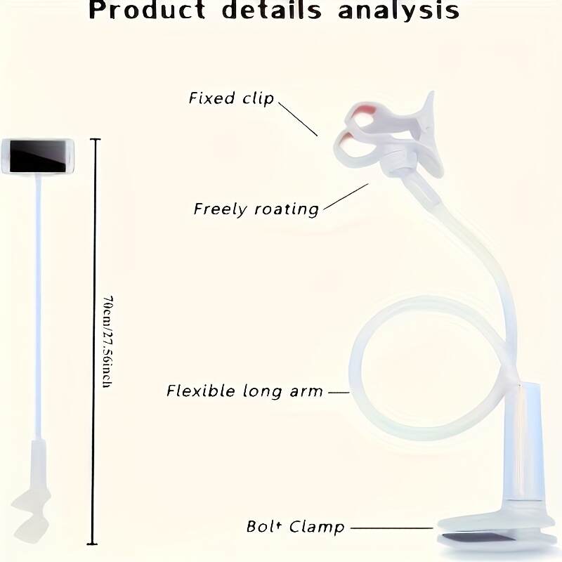 Phone and Tablet Holder, 360° Rotatable Angle Adjustment, Sturdy Durable Bedside Table Mount, Hand-Free Screw Tension Base, Suitable for Up to 30 People in a Household Use