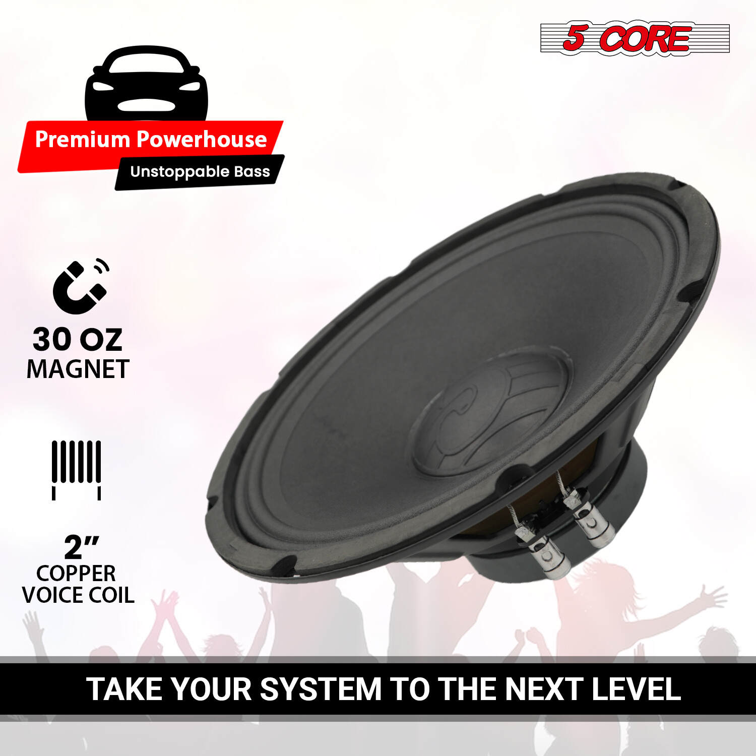 复制5 Core 12 Inch Speaker 200W Car Loudspeaker 4 Ohm Replacement Driver w 30 Oz Y30 Magnet for Vehicle-SP 12120 4OHMS