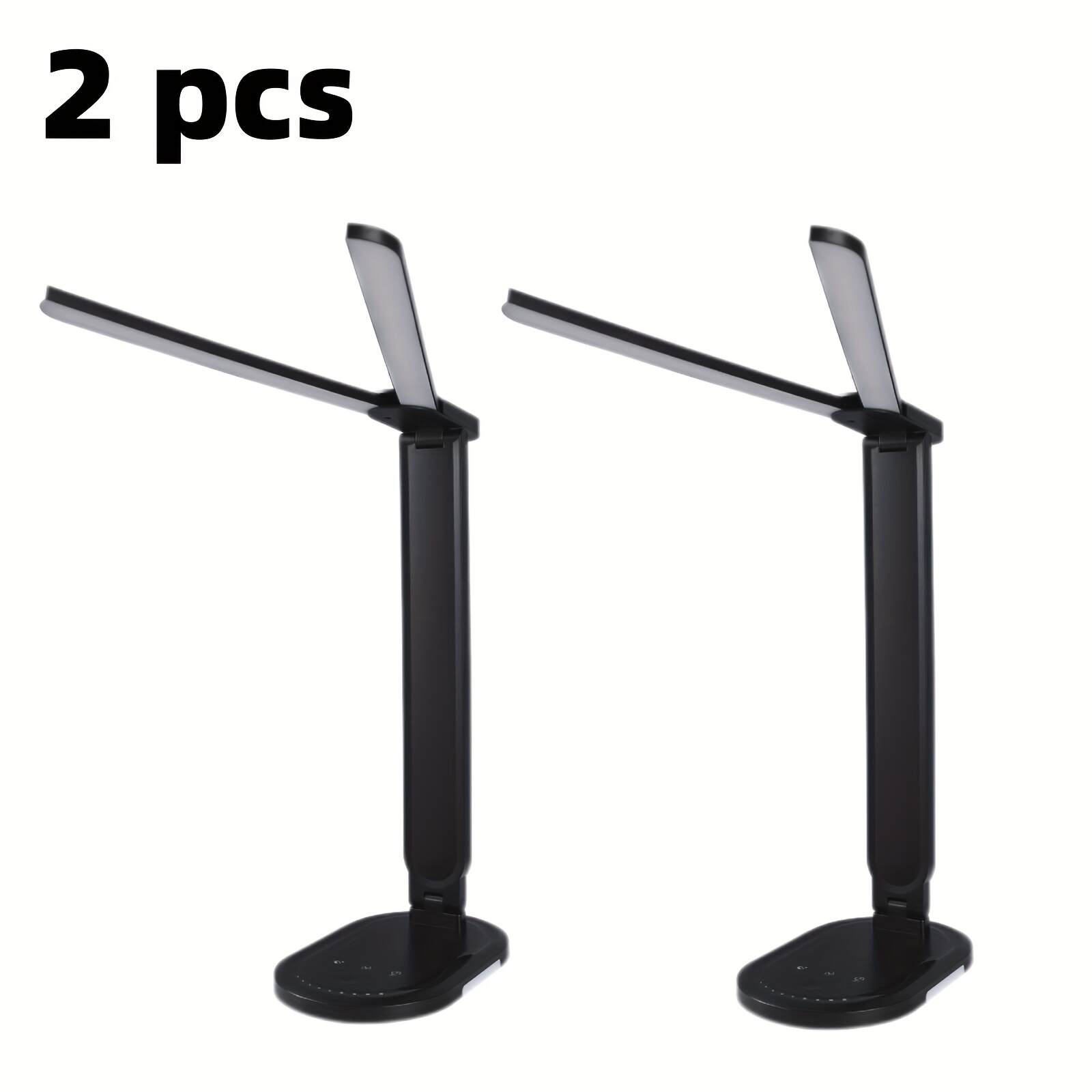 2pcs Adjustable & Foldable LED Desk Lamps with Dual Arms, Touch Control, Eye-Care Technology, USB-Powered, White/Black - Ideal for Home Office, Study, Crafting, Study Desk Lamp | Sleek Design | Versatile Positioning