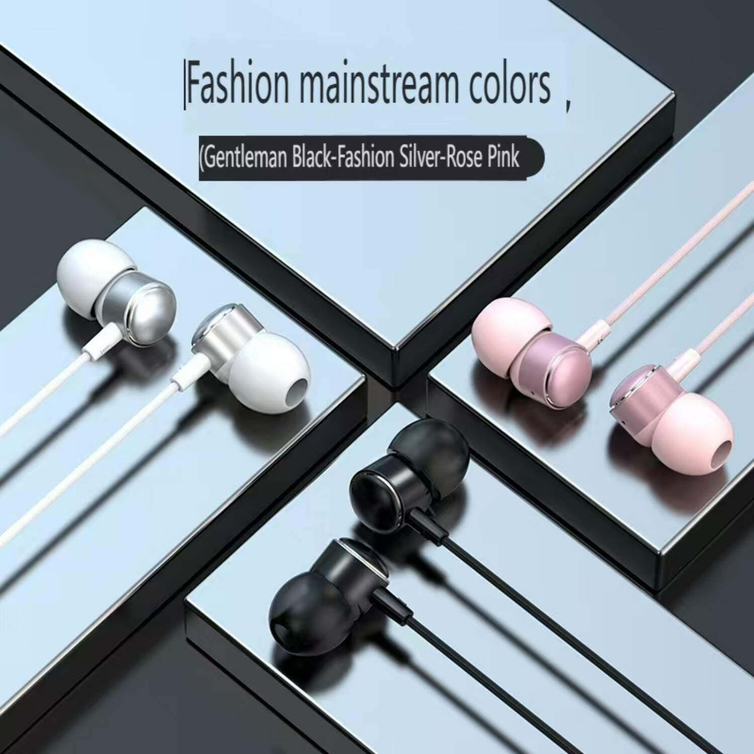 [Black Metal Earbuds] Comfortable Black In-Ear Metal Earbuds | with Cable Control, Type-C Flat Cord, Durable Synthetic Leather Design for Running, Gaming & Exercise