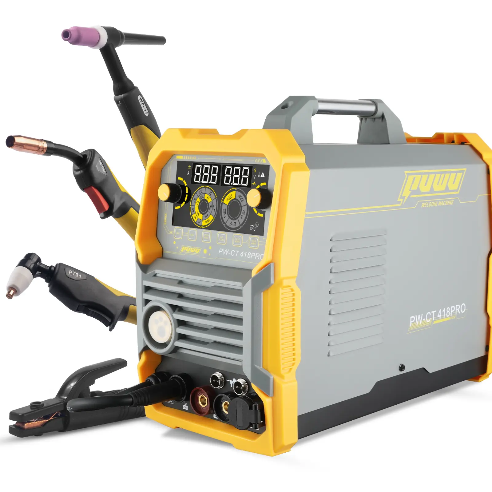 CT-418PRO Plasma Cutter Welder Gas MIG/Gasless MIG/HF TIG/Stick/CUT 5 in 1 Aluminum Welding Machine 110V/220V Dual Voltage IGBT Inverter LED Display MP200 Multi Process Welder with Accessories,summervibes