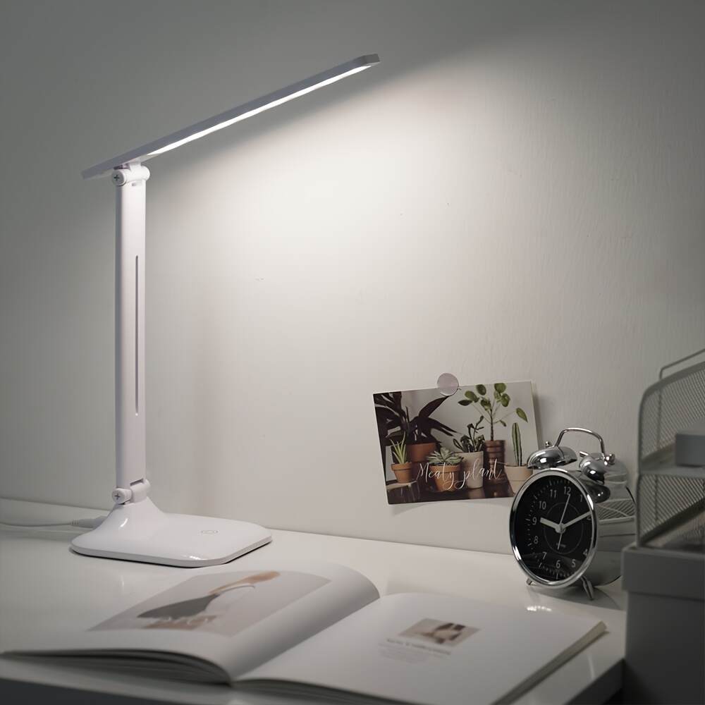 Modern LED Desk Lamp with Touch Control, USB Powered, Adjustable Brightness, Eye-Caring Anti-Blue Light, Polished Finish for Reading & Study, Ergonomic Design for Comfortable Use, Study Desk Lamp | Modern Desk Lamp | Plastic Construction
