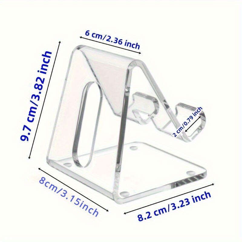 [Clear Phone Stand] Universal Clear Acrylic Phone Stand | ABS Material, Non-Slip Pads, Charging Hole, Ergonomic Design for All Smartphones 4-8 Inches - Office Desk Accessories
