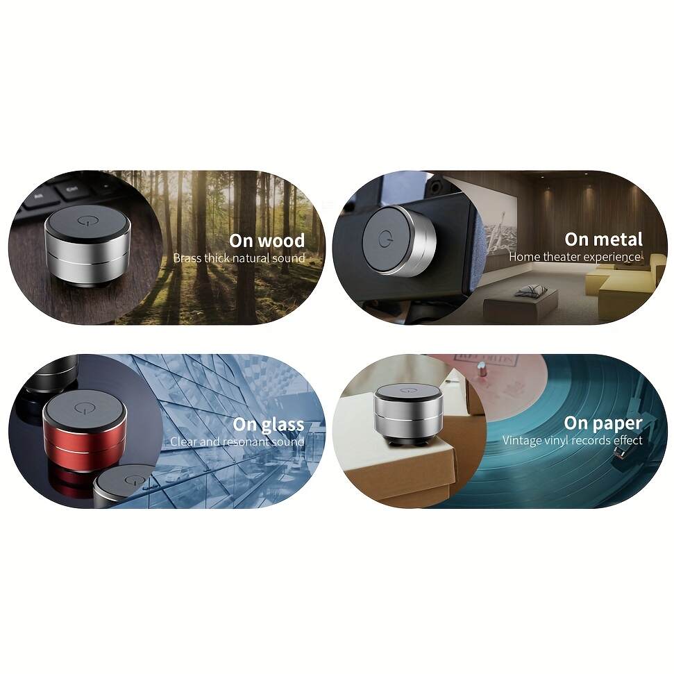 [Portable Speaker] Compact Portable Speaker | Enhanced Bass & Stereo Sound, USB-C Charging, Suction Cup Adhesive Base, Button Control, No Battery Needed for Home, Office, Travel