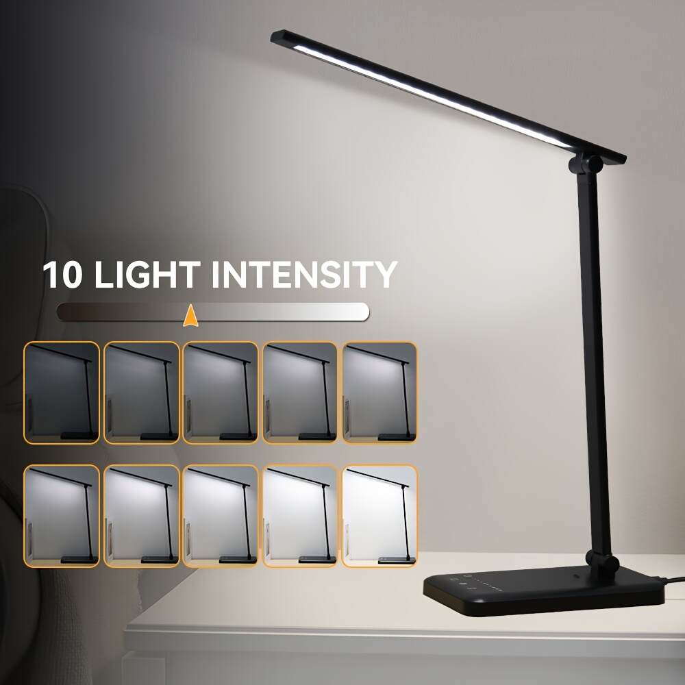 [Timer Desk Lamp] Adjustable Brightness/Color USB Plug-in Study Desk Lamp with 45-Minute Timer