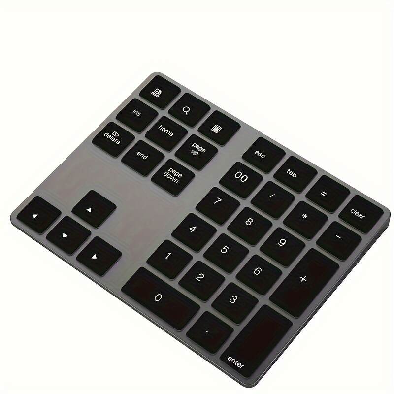 [Wireless Numeric Keyboard] 1pc Wireless 34-Key Numeric Keyboard | USB-C Rechargeable with Smart Recognition System, Compatible with MAC OS Computers, Includes USB Cable, Lithium Polymer Battery - Type-C Charging