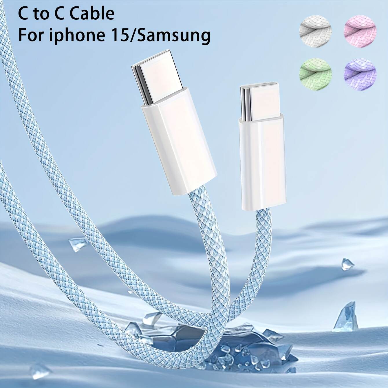Type-C to Type-C Fast Charging Cable USB C to C cable fast charging with iPhone 15/15 pro,Samsung Galaxy S22/S22+,S21/S21,Note 20/10,Pixel,and other digital products or electronic devices equipped with Type-C interfaces