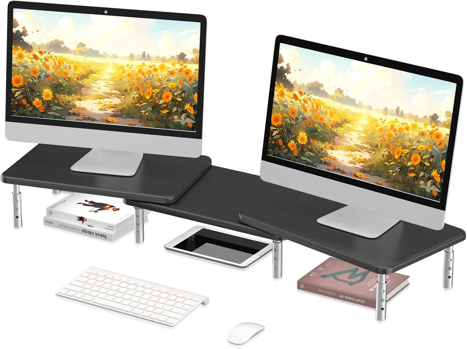 Computer Monitor Stand Riser,Monitor Riser for Laptop, Printer, Notebook and All Flat Screen TV Display with Vented Platform,3 Height Adjustable Laptop Riser,1 Pack,Black(MST003)