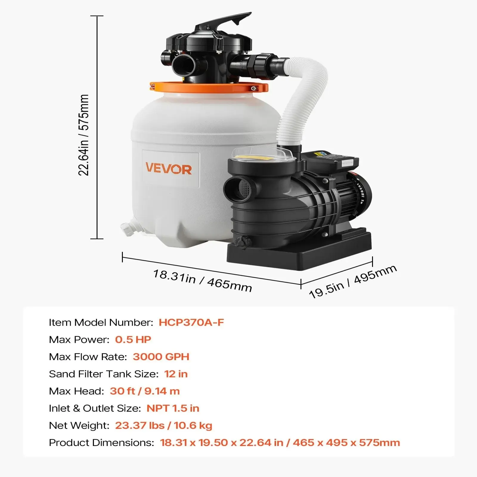 Sand Filter Pump, 16 in for Above Ground Pool, 1 HP 4400 GPH, Swimming Pool Filter System with Timer, 6X Faster Filtration with Media Installed, Leak-Resistant, Ready to Use Out of Box
