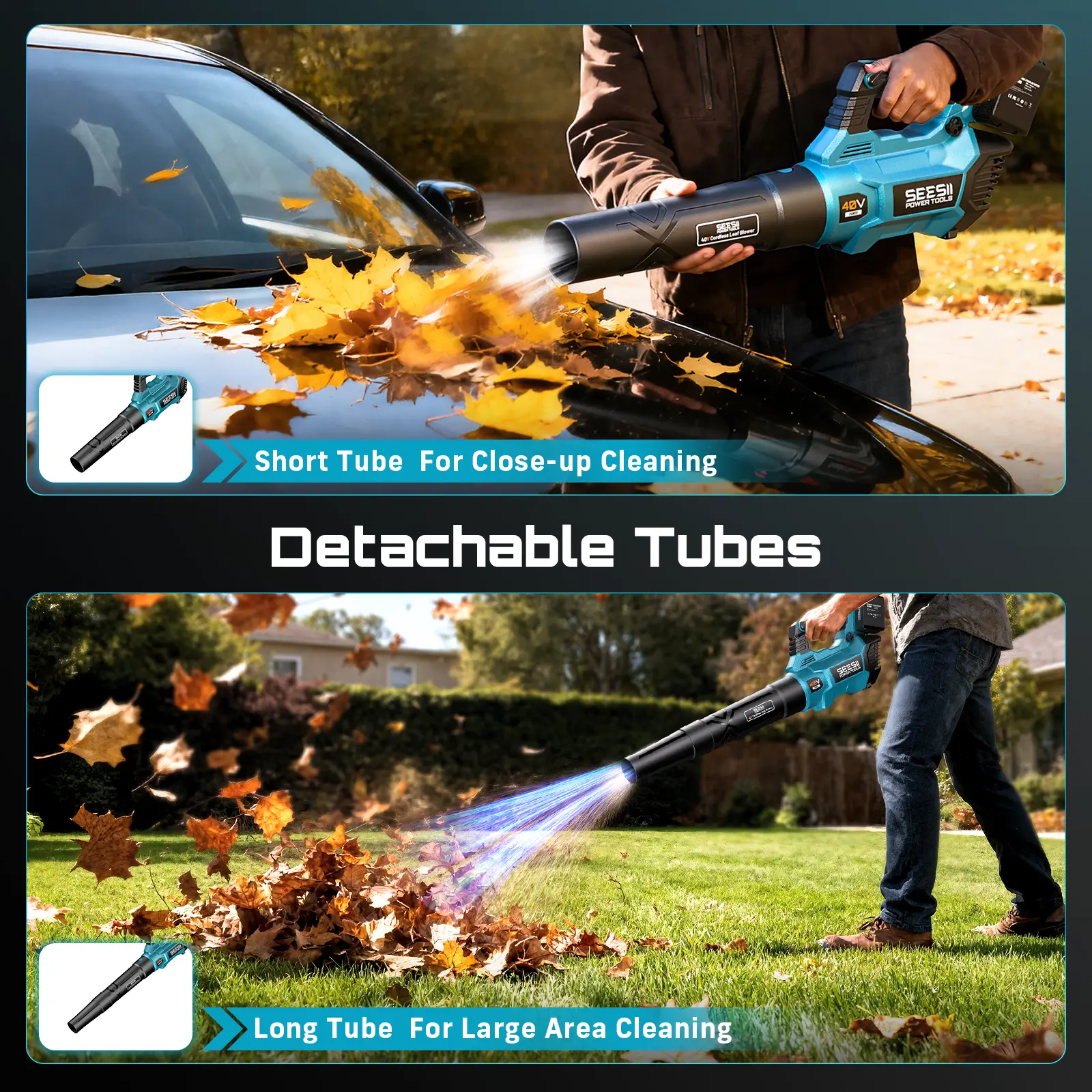 40V Cordless Electric Leaf Blower/Snow Blower Cordless, 680CFM/210MPH Brushless Motor with 2 * 5200 mAh Batteries and 2*Chargers, Variable Speed Control & Turbo Button, Electric Blower for Lawn Care/Debris/Dust#SummerVibes