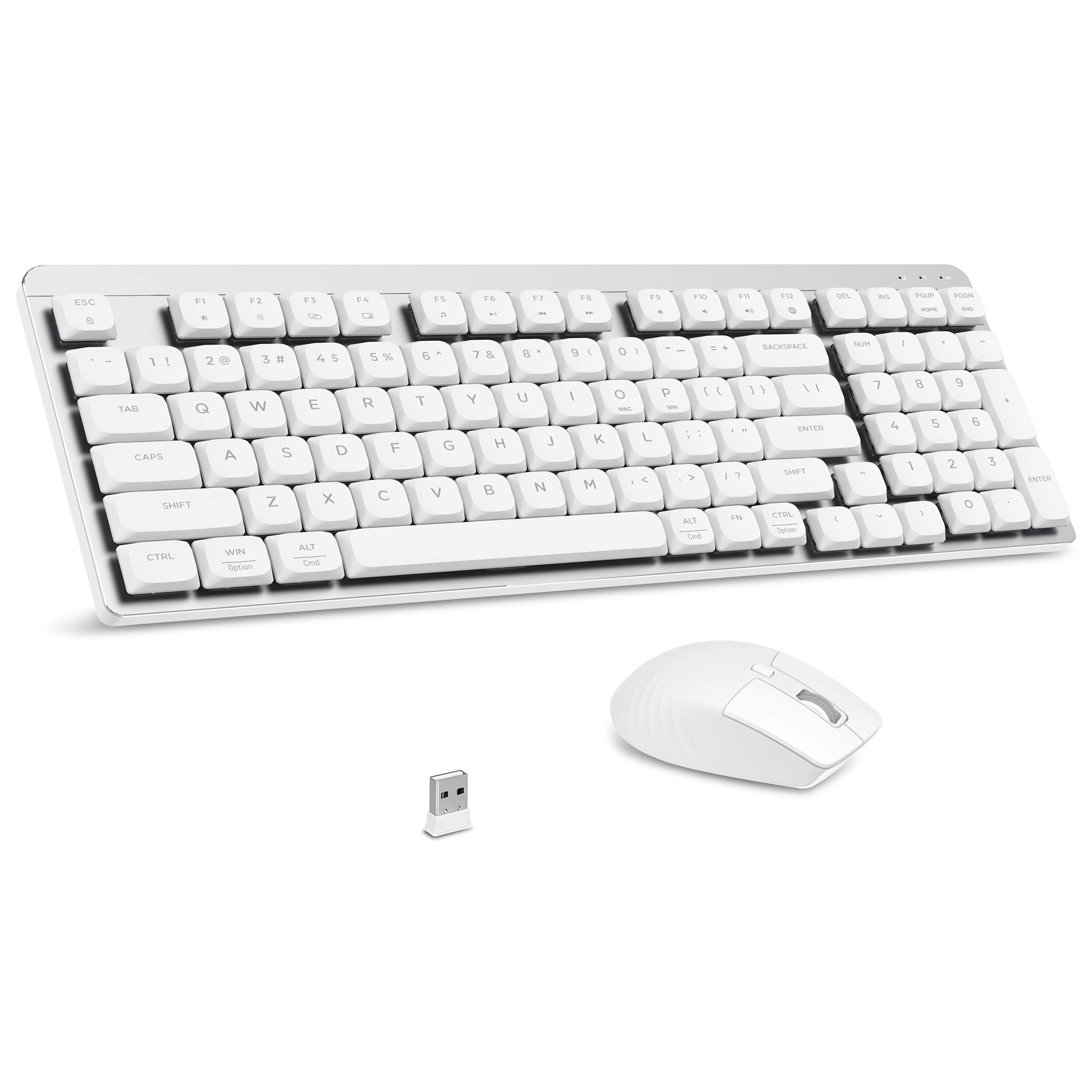 Wireless Mechanical Keyboard And Mouse, 2.4Ghz Cordless Mechanical Keyboard And Silent Mouse, Low-Profile Red Switch, 98-Key Compact Slim 96% Keyboard for Windows/MacOS PC Laptop
