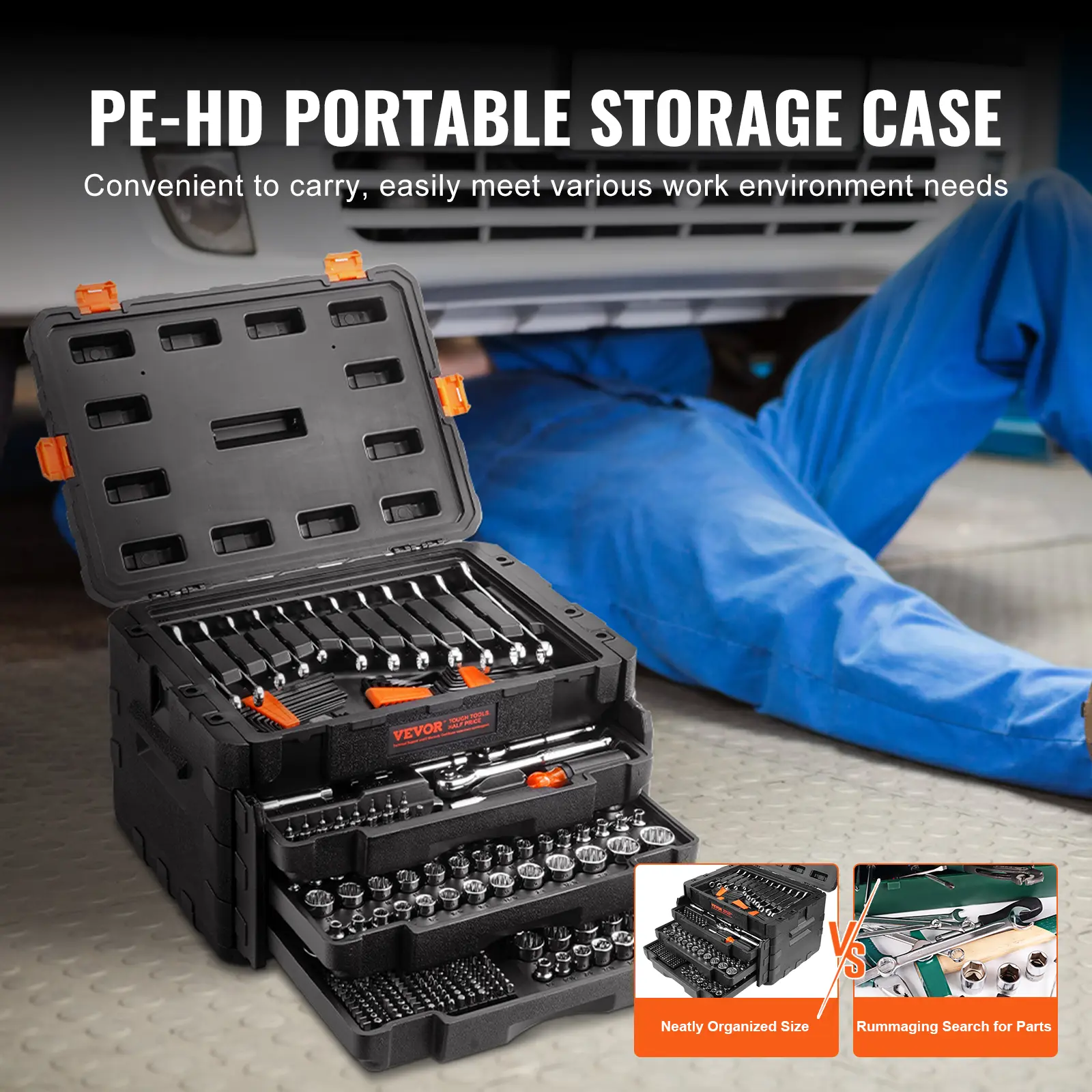 Heavy-Duty Tool Kits, 450-Pcs Automotive Tools Set with 1/4