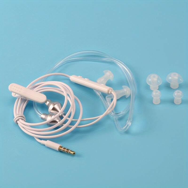 Anti Radiation Binaural Earphones Stereo Headphones with Microphone Universal 3.5mm Noise Cancelling Air Tube Acoustic Earbuds