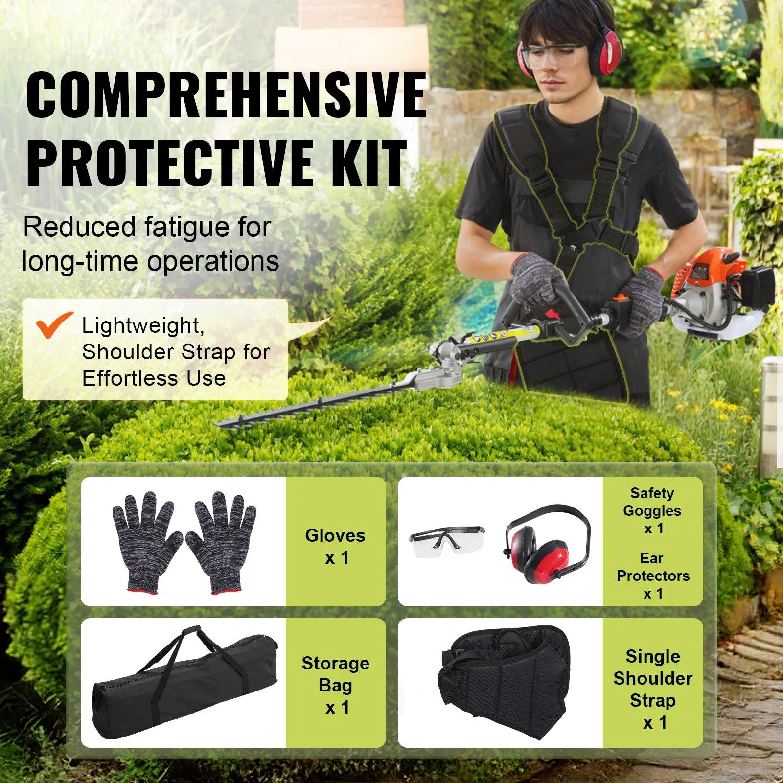 6-in-1 Multi-Functional Trimming Tools with Gas Hedge Trimmer,  , Weed Eater, String Trimmer, Brush Cutter, Edger & Pole Saw Chainsaw Pruner Whacker Shoulder VEVOR Super Brand Day