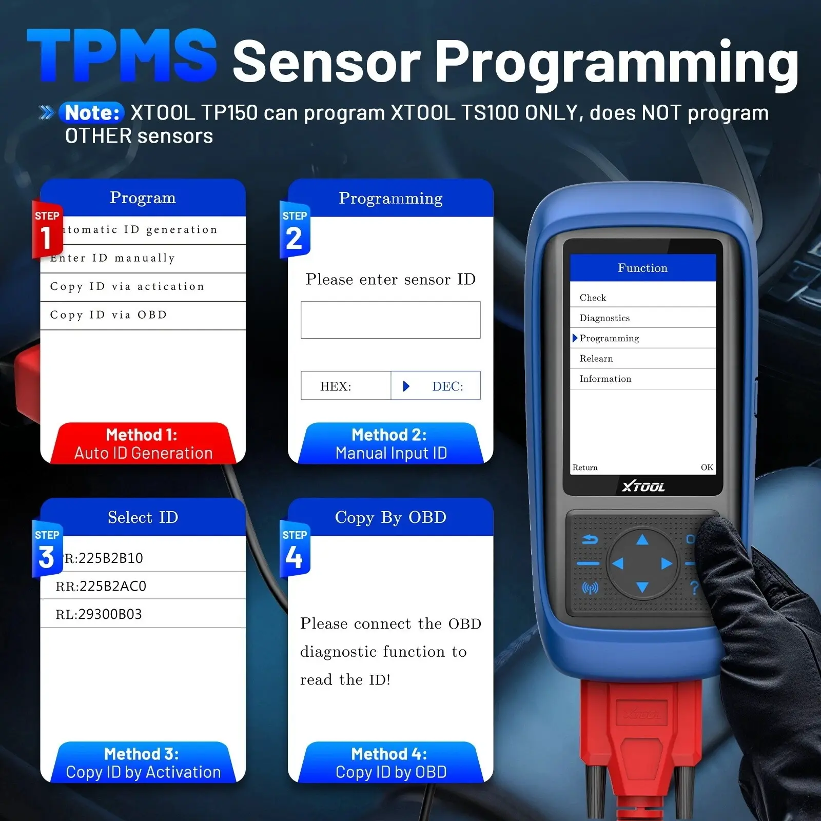 TP150 TPMS Programming Tool, 2026 TPMS Relearn Tool, Activate/Relearn/Diagnosis All Known TPMS Sensors, Program TS100 Sensors (315/ 433MHz), TPMS Reset Tool TPMS Programmer