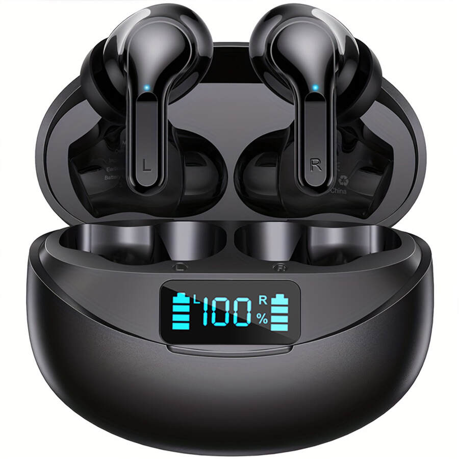[Noise Cancelling Earbuds] Wireless Noise Cancelling Earbuds, True Wireless Stereo TWS Headphones | Sport Headset, Touch Control, Led Charging Case