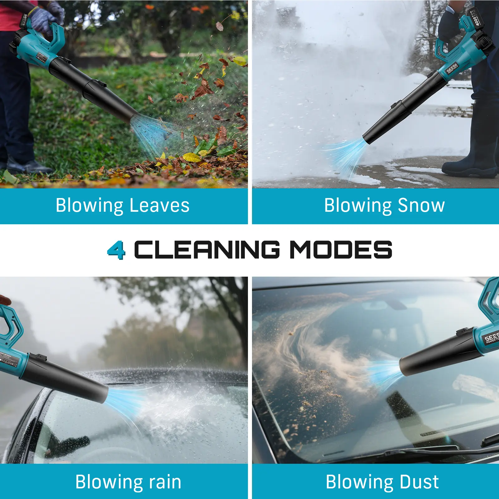 Leaf Blower Cordless Electric Leaf Blower/Snow Blower  780CFM/440MPH Brushless Motor 2x4000mAh Batteries Handheld Snow Blower Variable Speed Control Turbo Button Electric Blower for Lawn Care Debris Dust Removal Outdoorfun