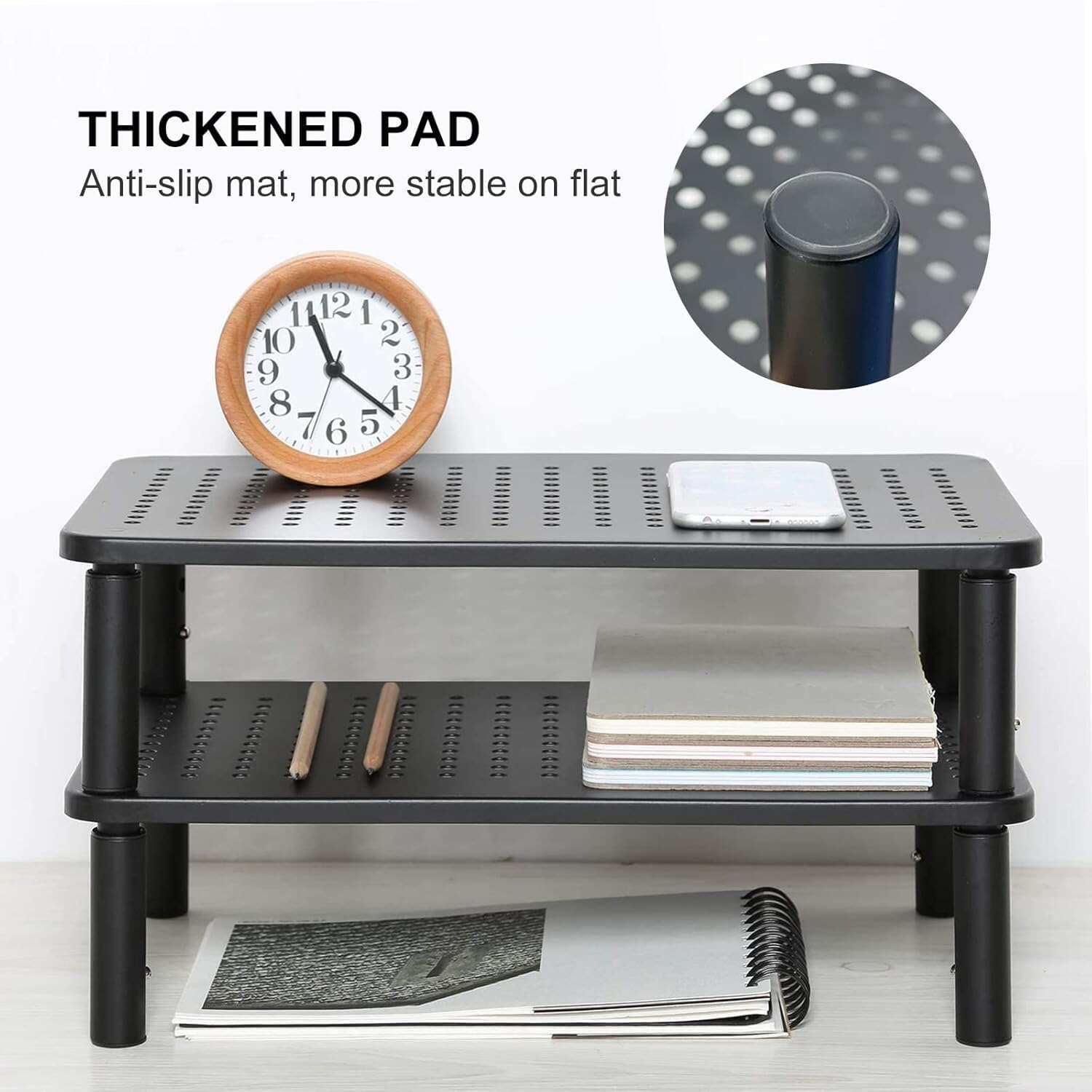 Computer Monitor Stand Riser,Monitor Riser for Laptop, Printer, Notebook and All Flat Screen TV Display with Vented Platform,3 Height Adjustable Laptop Riser,1 Pack,Black(MST003)