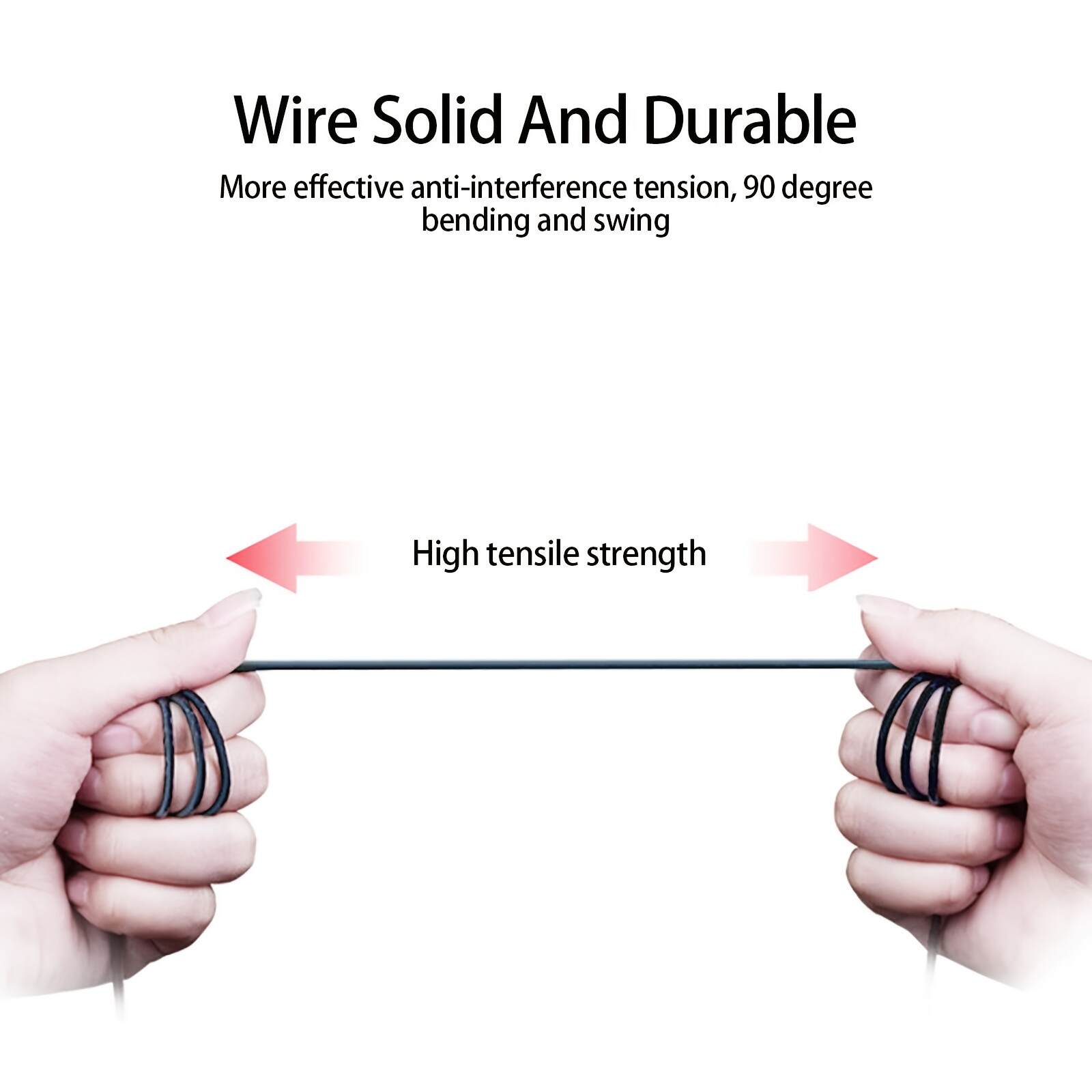 Black In-Ear Earbuds with Cable Control, C-Shaped Flat Head & Design - Comfort Fit for Running, Gaming, Sports, 3.5mm Jack, Call Noise Cancellation, USB Charging, 100cm Tangle-Free Cable