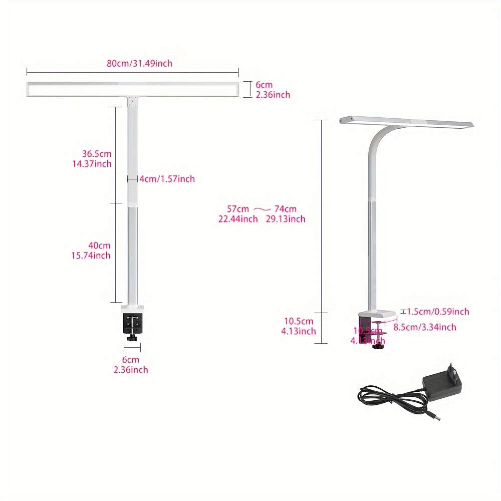 Home, Study, Office LED Desk Lamp, Eye-catching Desk Lamp with Adjustable Flexible Gooseneck Without Desktop Adjustment, Desk Lamp with Fixture for Reading, Study, University Dormitory Room