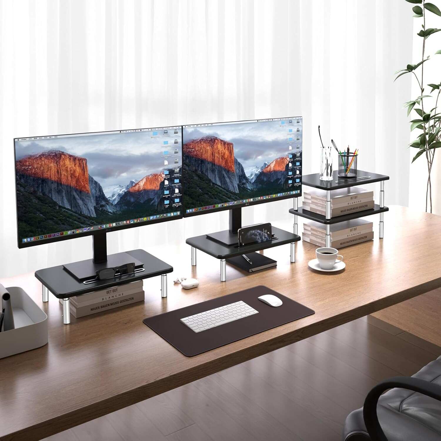 Computer Monitor Stand Riser,Monitor Riser for Laptop, Printer, Notebook and All Flat Screen TV Display with Vented Platform,3 Height Adjustable Laptop Riser,1 Pack,Black(MST003)