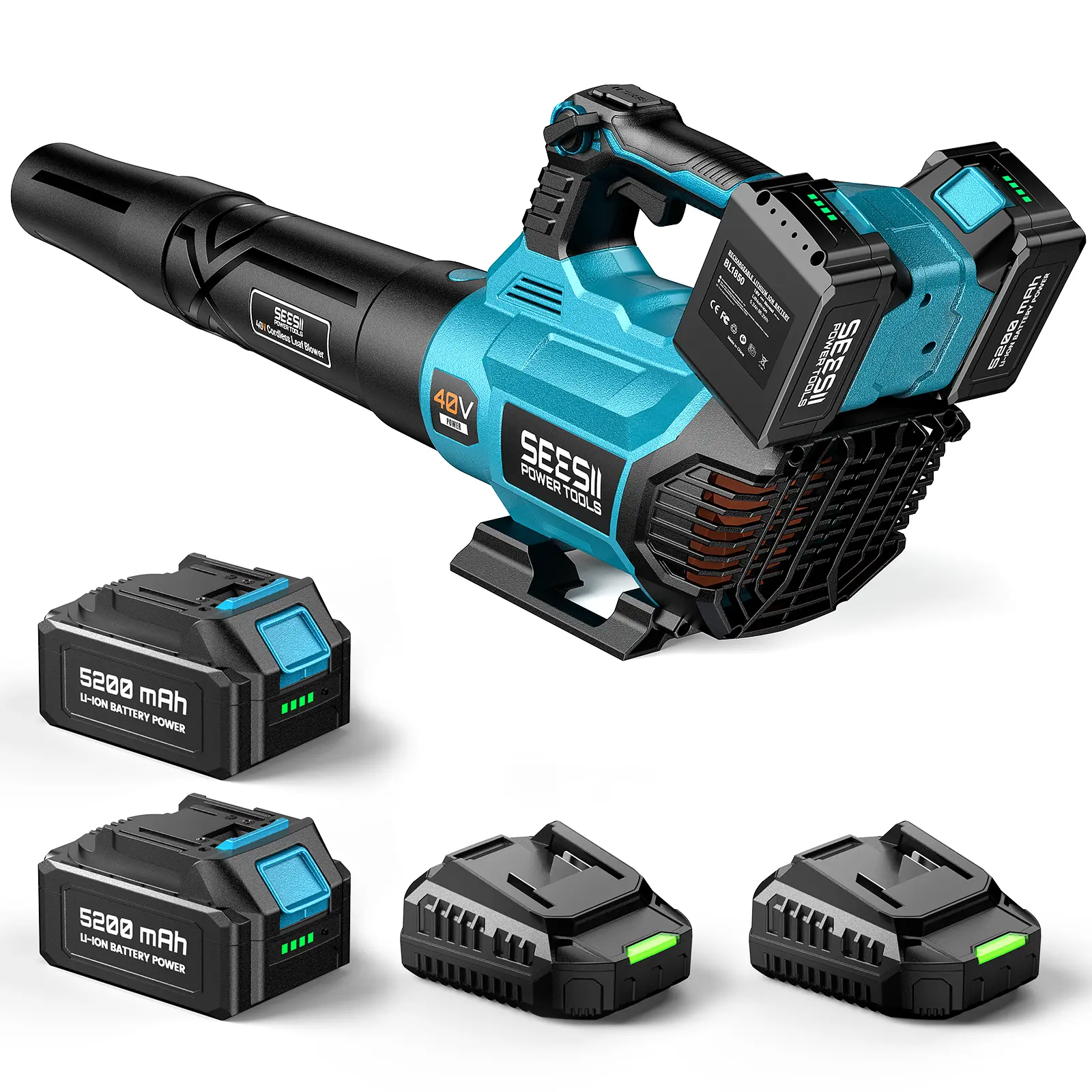 40V Cordless Electric Leaf Blower/Snow Blower Cordless, 680CFM/210MPH Brushless Motor with 2 * 5200 mAh Batteries and 2*Chargers, Variable Speed Control & Turbo Button, Electric Blower for Lawn Care/Debris/Dust#SummerVibes