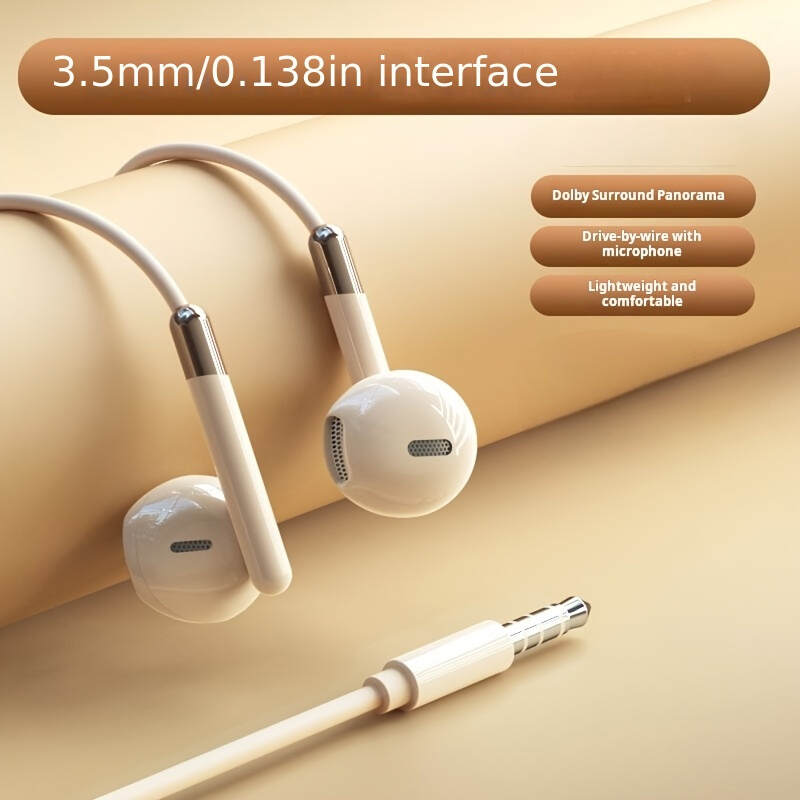 Half In-Ear Wired Headphones with Microphone for Calls, Suitable for Most 3.5mm Round Jacks, Type-C Digital Jack Wired Headphones for Gaming, Live Streaming, Karaoke, Sports Running Jumping Rope