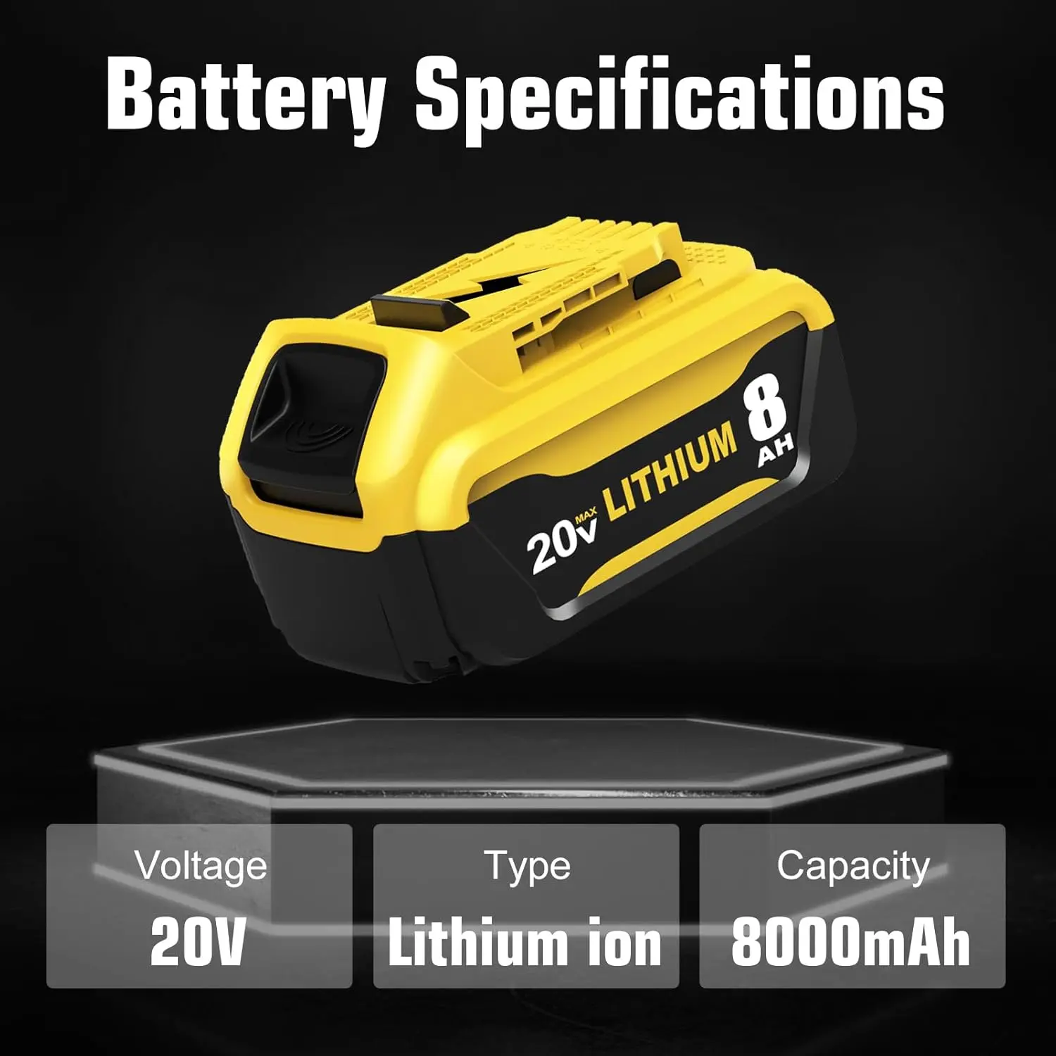 4- Pack 8.0Ah 20 Volt Lithium ion Battery and DCB104 Charger Station Compatible with 20V Max Batteries DCB201 Cordless Power Tools