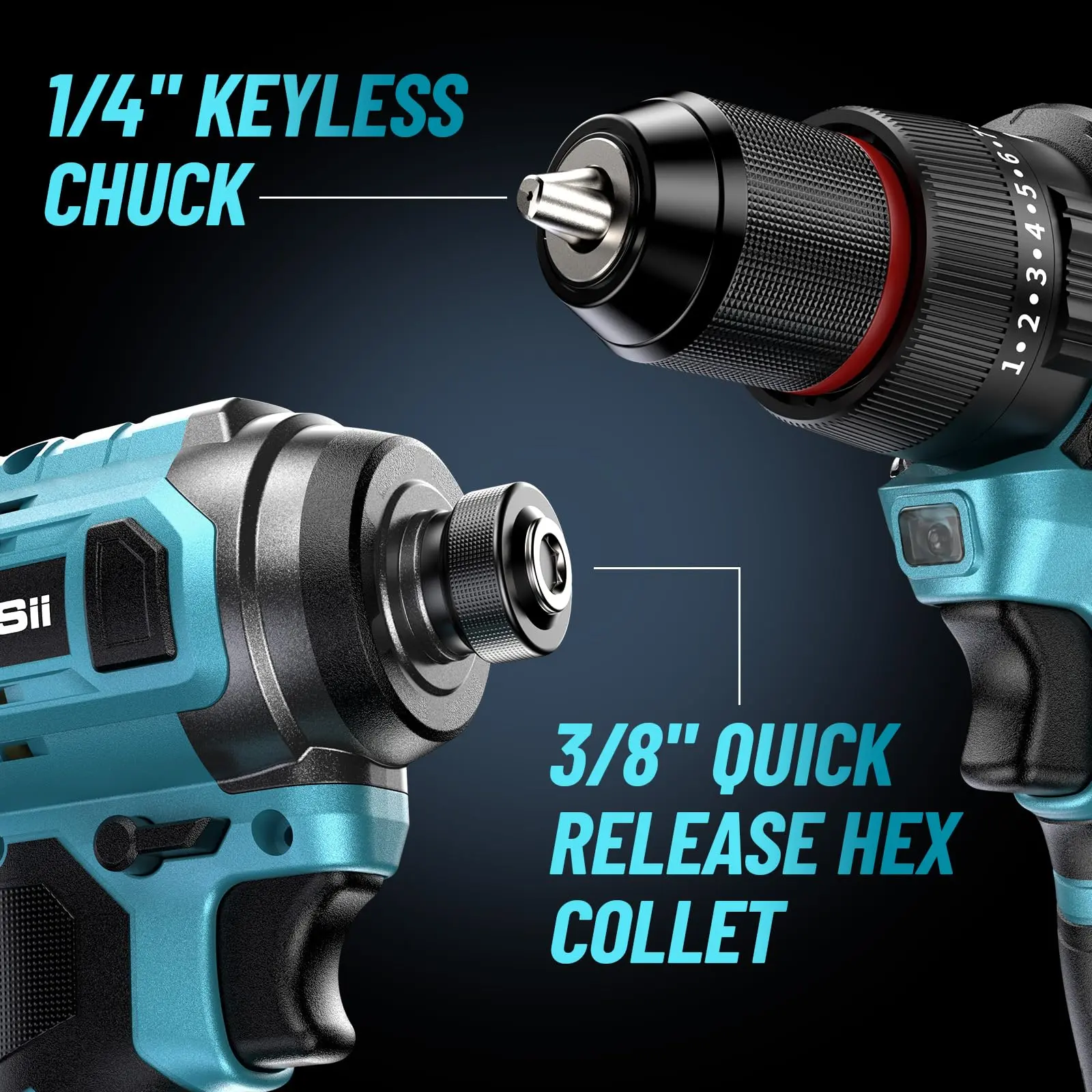 3/8'' Brushless Cordless Drill and 1/4'' Impact Driver Combo Kit with 2 Batteries, 21V Max Electric Brushless Power Tool Set with Fast Charger