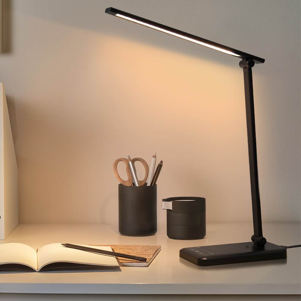 [Timer Desk Lamp] Adjustable Brightness/Color USB Plug-in Study Desk Lamp with 45-Minute Timer