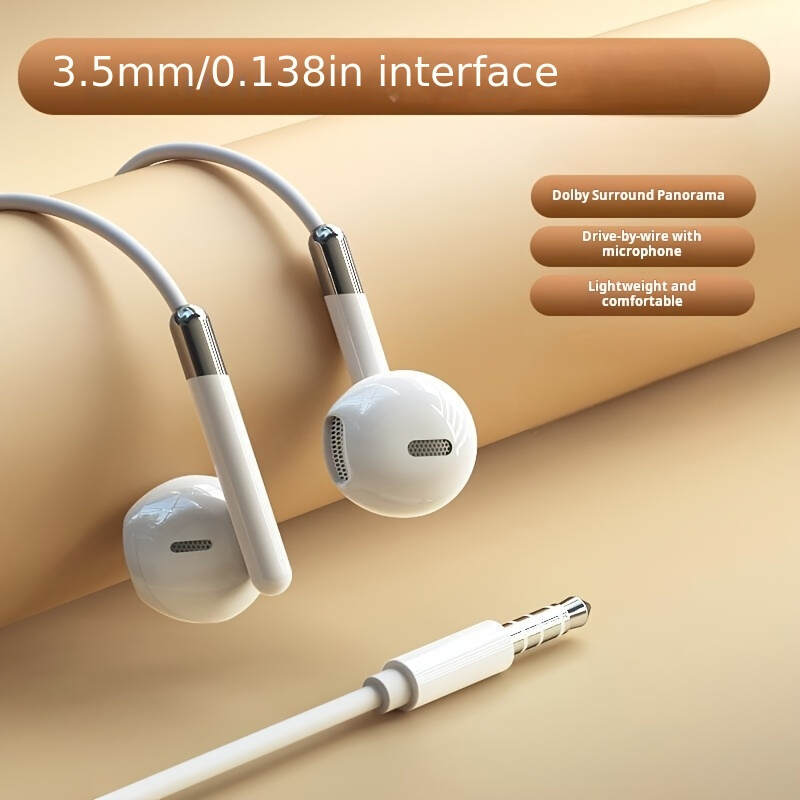 Half In-Ear Wired Headphones with Microphone for Calls, Suitable for Most 3.5mm Round Jacks, Type-C Digital Jack Wired Headphones for Gaming, Live Streaming, Karaoke, Sports Running Jumping Rope