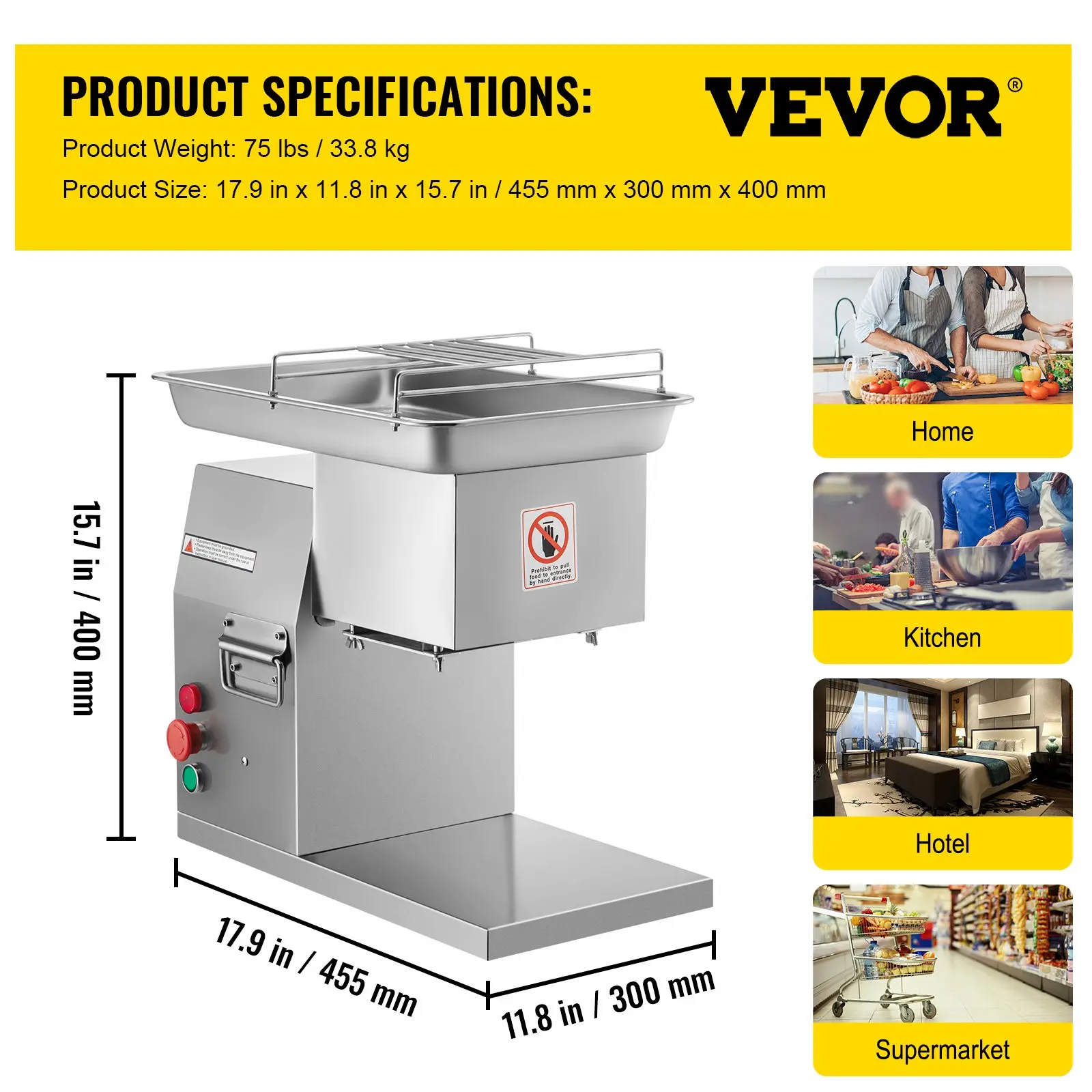 Commercial Meat Cutting Machine, Various specifications, Meat Shredding Machine, Stainless Steel Restaurant Food Cutter, for Kitchen Supermarket Lamb Beef Chicken