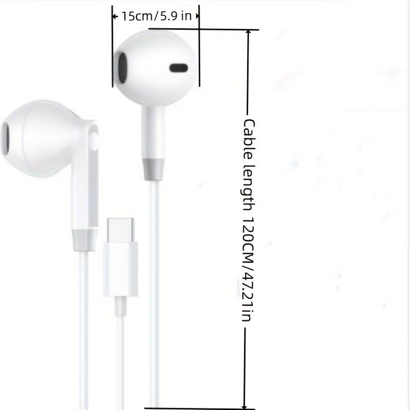 TYPE-C earphone USB C Headphone for iPhone 15/iPhone 15 Pro Max Samsung Ultra FE HiFi Stereo Type C Earphone with Microphone type-c wired earphone USBC Wired Earbuds for iPad 10 Google Pixel 6a 7a 8 7 6 5 One Plus