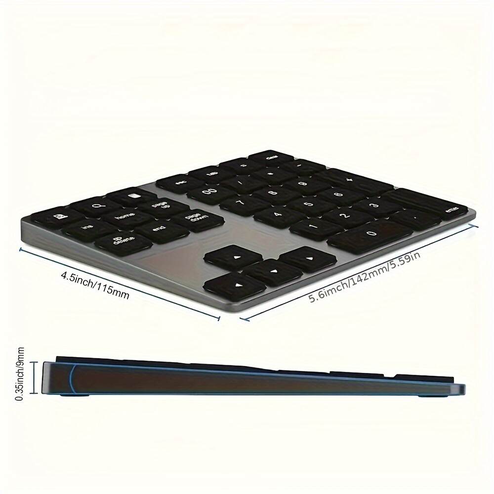 [Wireless Numeric Keyboard] 1pc Wireless 34-Key Numeric Keyboard | USB-C Rechargeable with Smart Recognition System, Compatible with MAC OS Computers, Includes USB Cable, Lithium Polymer Battery - Type-C Charging