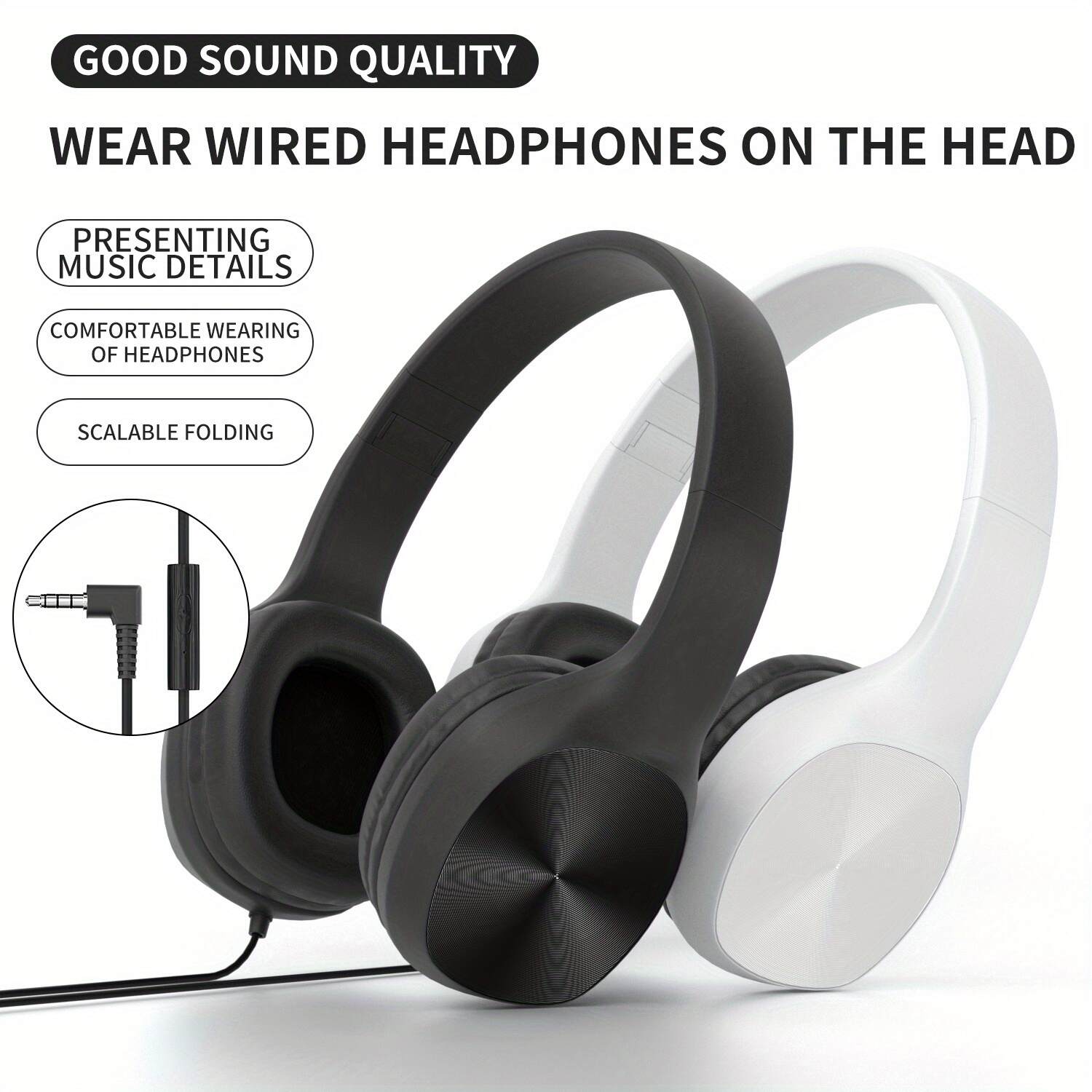 Stereo Headphones with Wire-Style Music Studs, Foldable for Mobile Phones, Computers, Tablets, and Laptops, High-Definition Sound for Clear Calls, Suitable for Watching Videos or Listening to Music