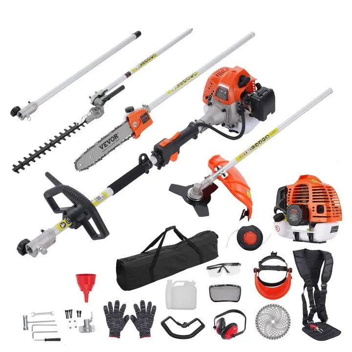 6-in-1 Multi-Functional Trimming Tools with Gas Hedge Trimmer,  , Weed Eater, String Trimmer, Brush Cutter, Edger & Pole Saw Chainsaw Pruner Whacker Shoulder VEVOR Super Brand Day