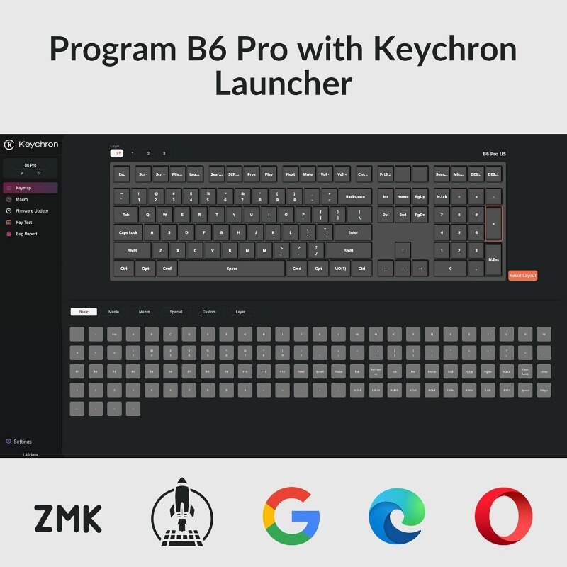 B6 Pro UltraThin Wireless Keyboard FullSize ZMK with Numeric Keypad Quiet Typing 2.4 GHz Bluetooth 5.2 Wired Connection Long Battery Life Compatible with Mac Windows Linux Space Gray
