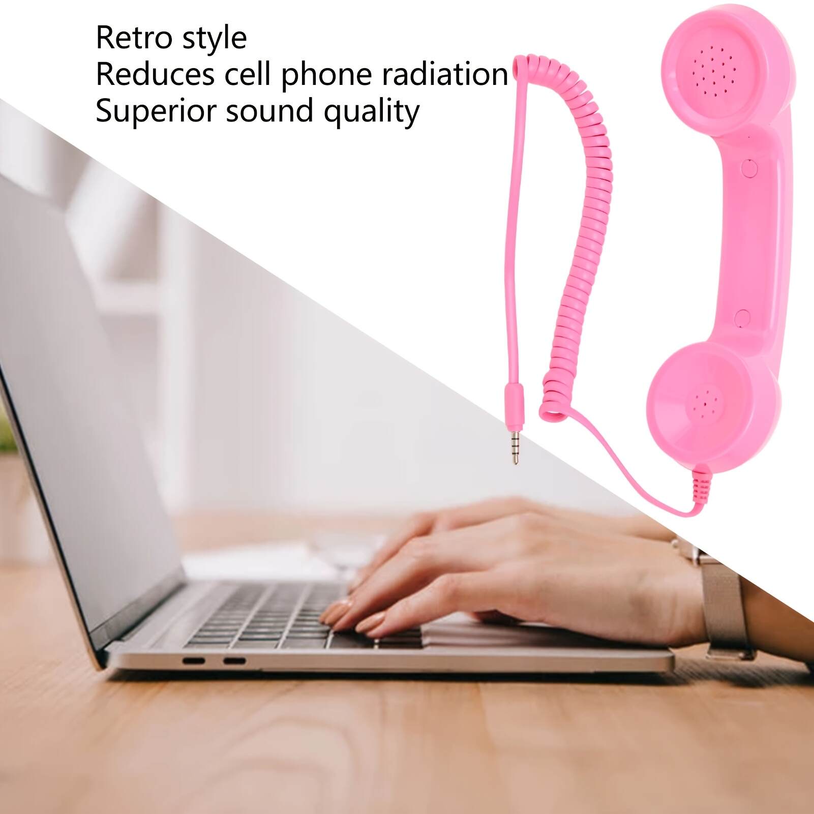 Back-to-School Gift: Pink Retro Phone Earpiece - Trendy Anti-Radiation Headset for Girls, 3.5mm Universal Plug, Compatible with Phones & Computers (Gift Box Not Included)