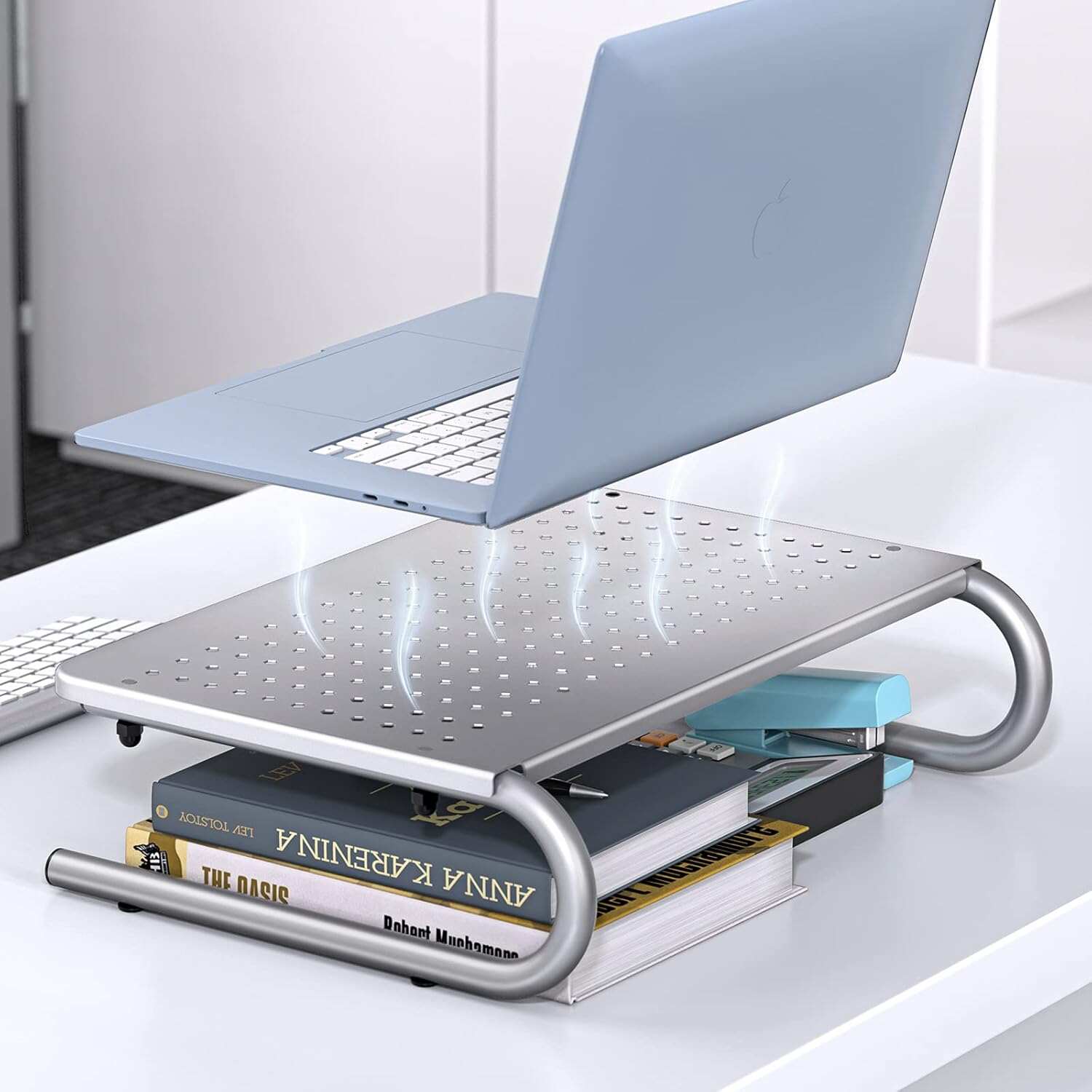 Monitor Stand Riser, Monitor Riser, Laptop Stand for Desk, Laptop Riser, Desk Organizer for Monitor, Laptop Shelf w/Vented for Screen, Computer Stand for Laptop, PC, Printer, for Home & Office