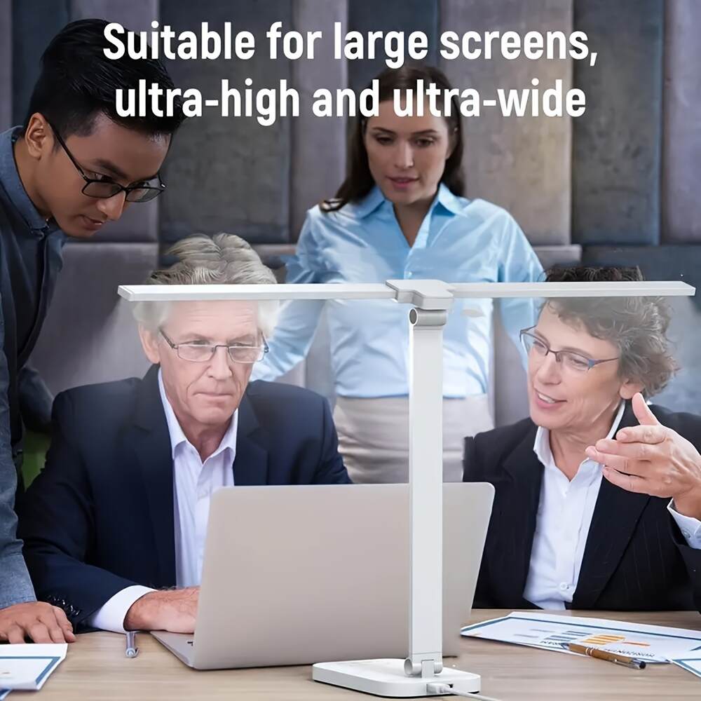 Dimmable Double-Head LED Desk Lamp, Adjustable Swing-Arm Table Lamp, Eye-Care Technology, 5 Color Modes, 5 Brightness Levels, Touch Control, with 45min Auto Timer, USB Powered, for Home Office, Bedroom, Study Room