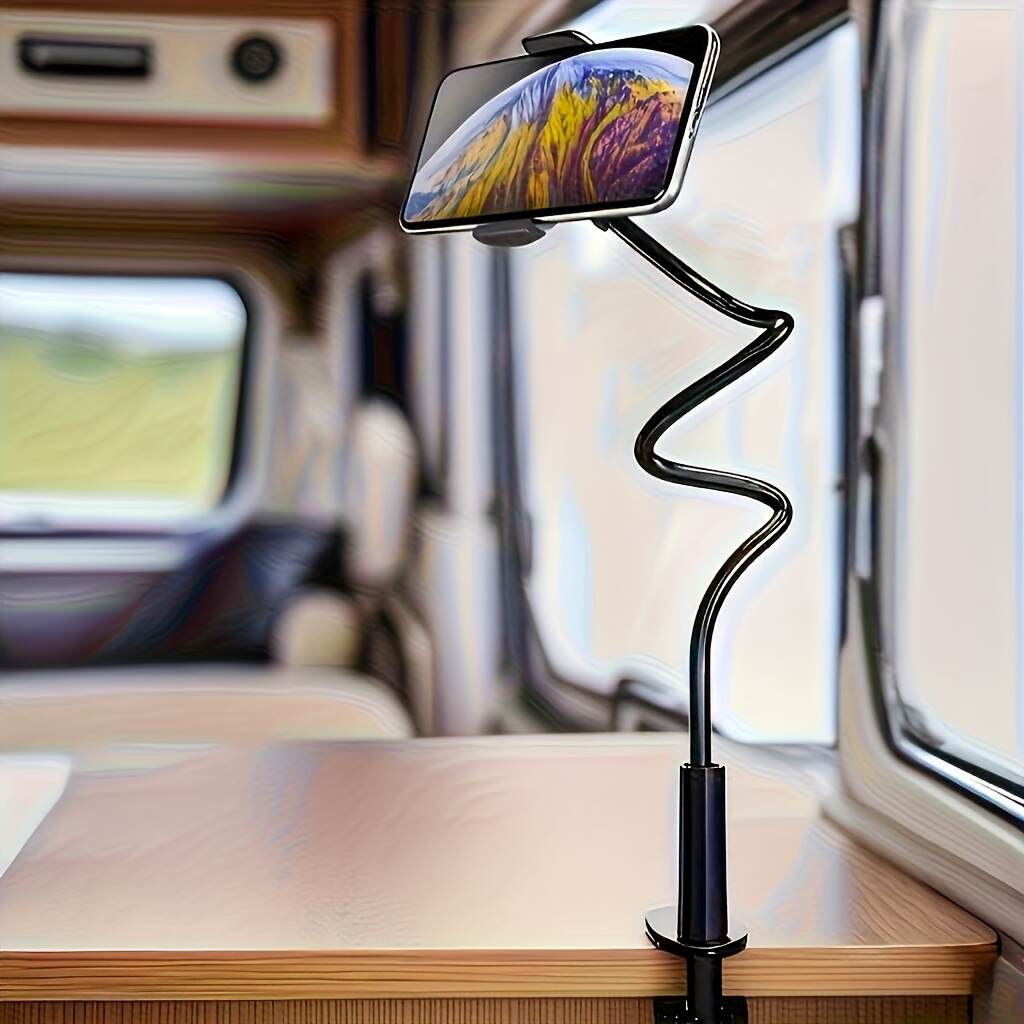 Phone and Tablet Holder, 360° Rotatable Angle Adjustment, Sturdy Durable Bedside Table Mount, Hand-Free Screw Tension Base, Suitable for Up to 30 People in a Household Use