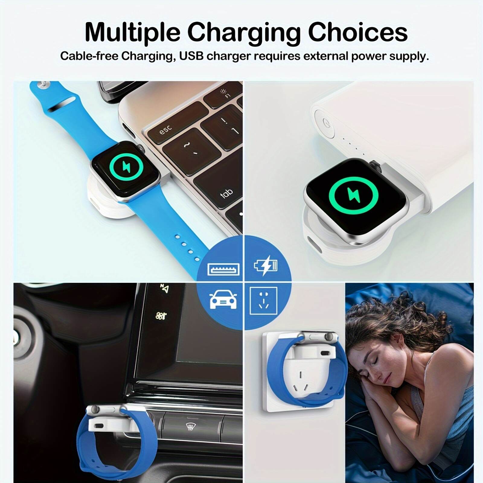 Portable Wireless for iwatch Charger | Fast Charging Magnetic Cordless Car Travel Charger For IWatch Series 9 8 7 6 5 4 3 2 1 SE Ultra 2 Ultra