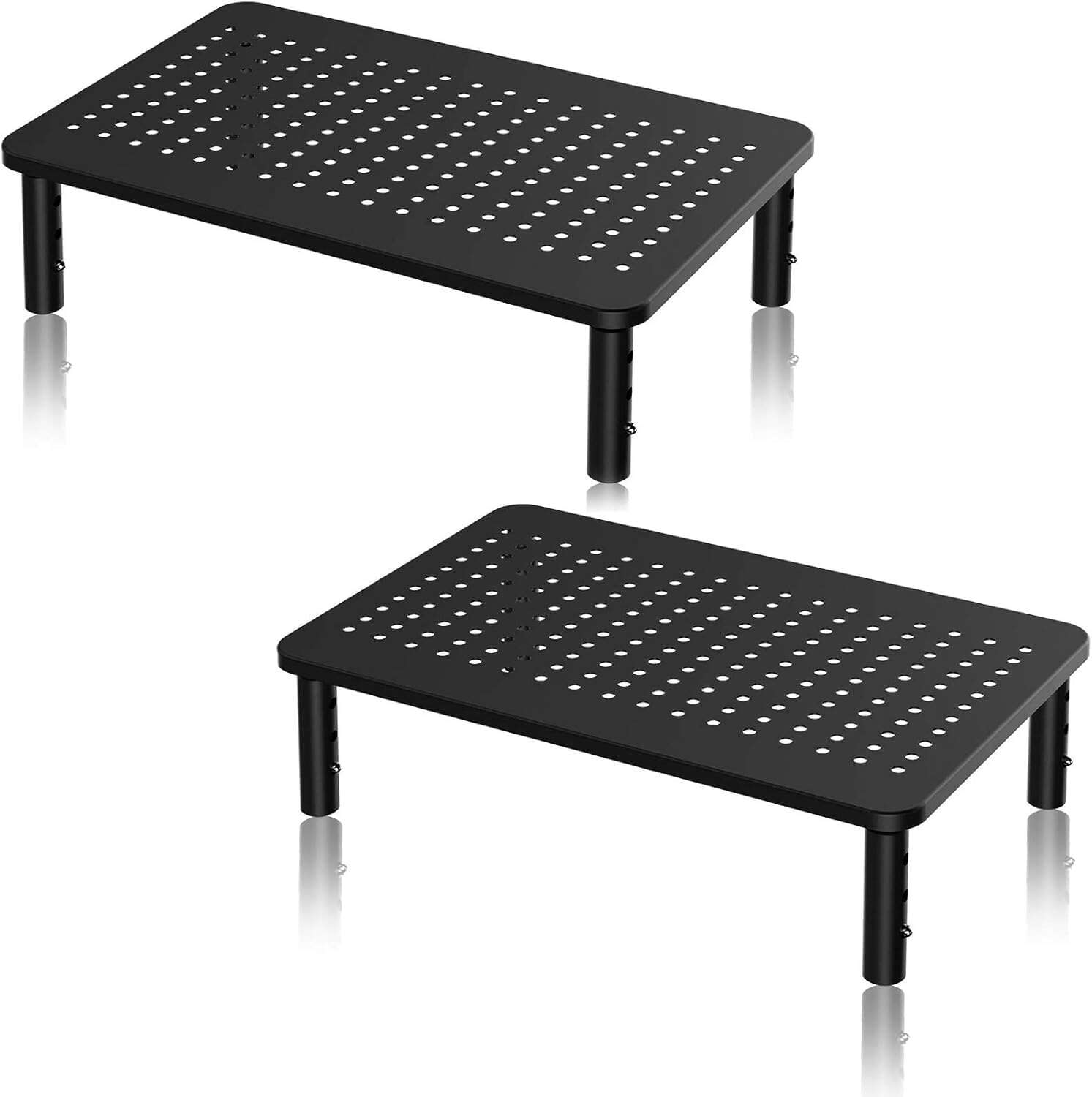 Computer Monitor Stand Riser,Monitor Riser for Laptop, Printer, Notebook and All Flat Screen TV Display with Vented Platform,3 Height Adjustable Laptop Riser,1 Pack,Black(MST003)